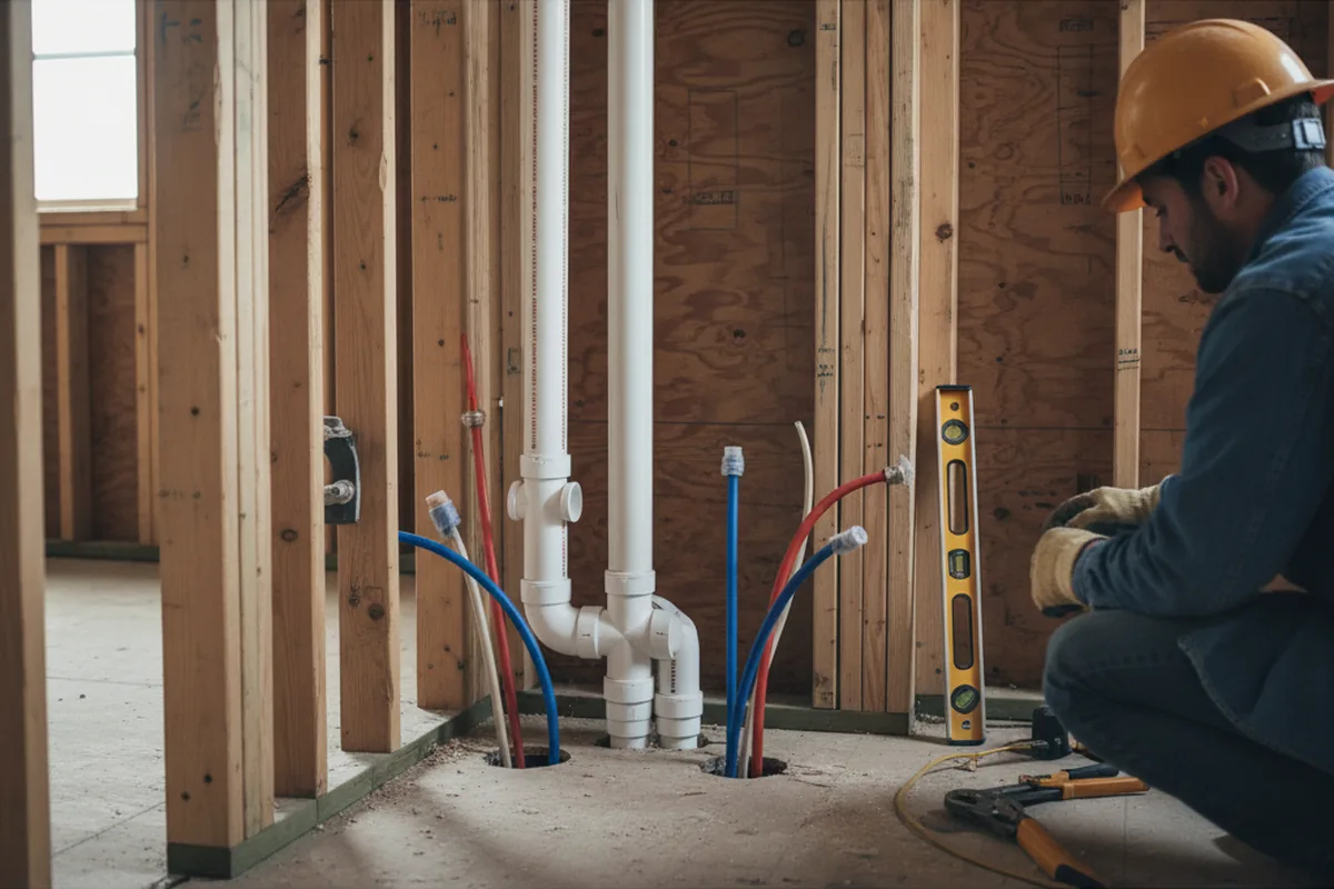 Drain and supply rough-in during Leak Detection in Greenville
